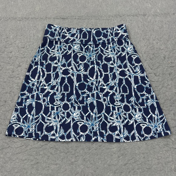 LILLY PULITZER Brenna ALine Skirt Womens Small Blue High Tide Lucky Bamboo Print - Picture 1 of 12